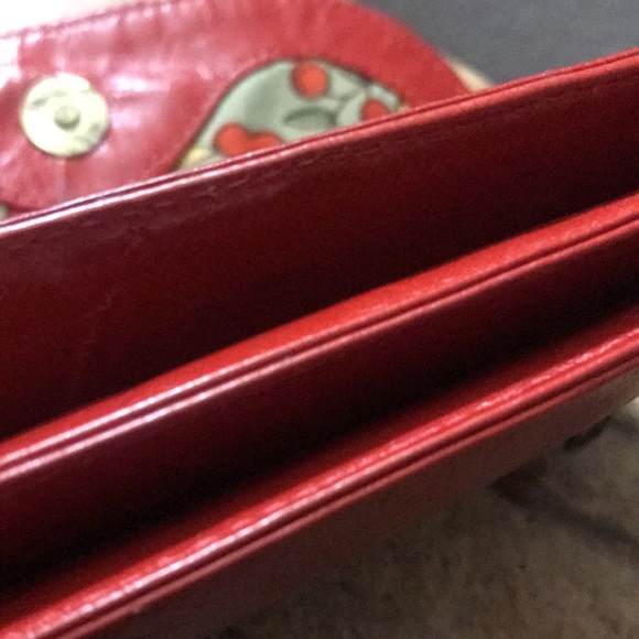Alt Red Leather Wallet Wristlet W/Big Stud Snap - Picture 11 of 17